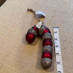 Pottery Barn Festive Red and Silver Candy Cane Ornament - New with tags